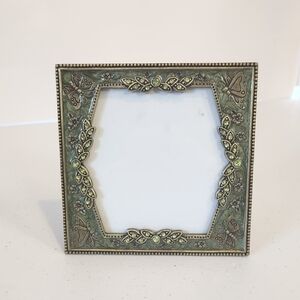 Enamel Butterfly Square Photo Pixture Frame Green Enamel Butterflies 3x3"
